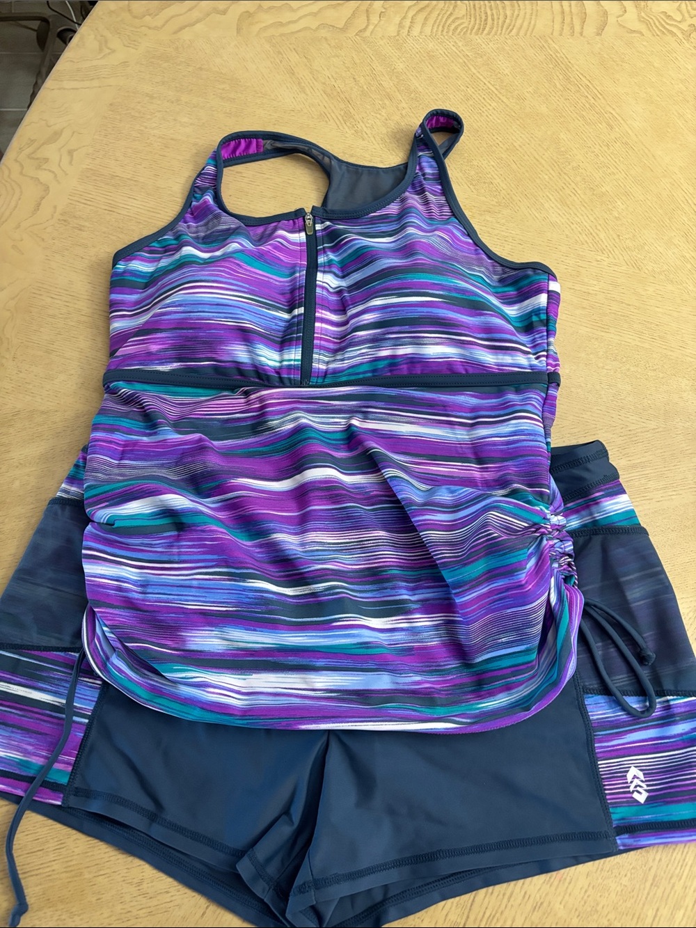 Free Country Women's Two Piece - Purple, blue and gray swim set. Size XL
